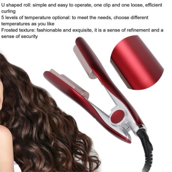 HURRISE Hair Curling Automatisk locktång 5 lägen Justerbar Lätt bärbar rött hår locktång för kvinnor
