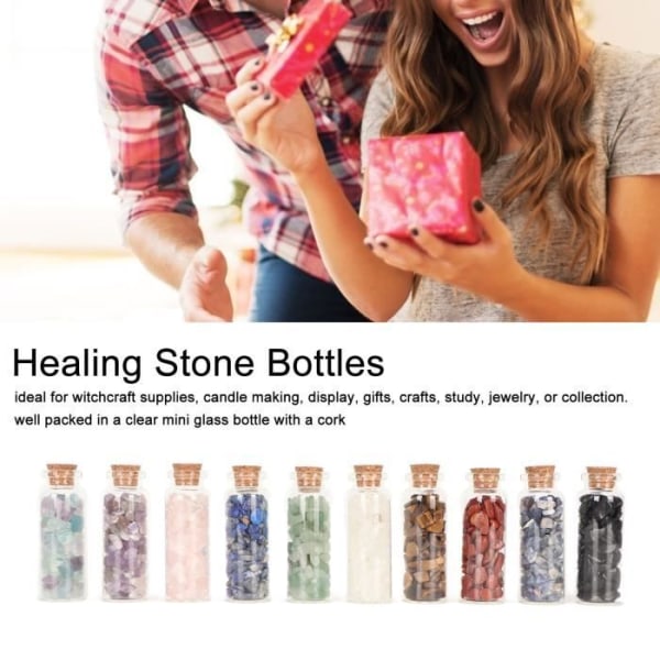 HURRISE Healing Stone-flaskor Set med 10 önskeflaskor av glas, olika stilar, statyettljusstenar