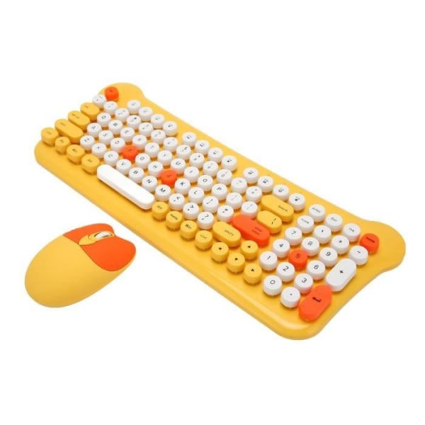 HURRISE färgglada tangentbord och mus Trådlöst tangentbord och mus, 2,4Ghz-anslutning, sött tangentbord och datorset Gul