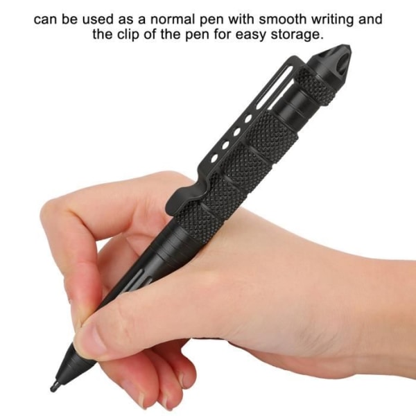 HURRISE Tactical Pen Multifunktionell Taktisk Tungsten Steel Skyddande Glas Breaker Pen Survival Tool (svart)