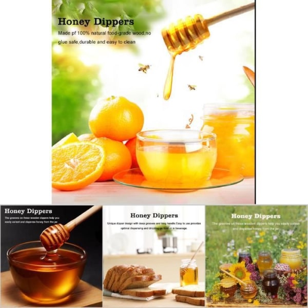 50 st honungsomrörarstav 10 cm år lim, säkert, hållbart och lätt att rengöra