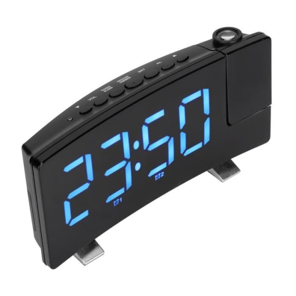 HURRISE Projektionsväckarklocka Digital väckarklocka 180° projektion på takvägg USB-driven väckarklocka för sovrum