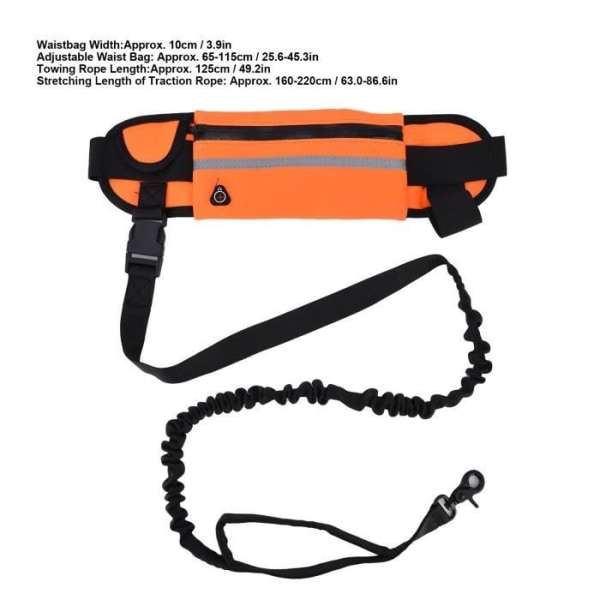 HURRISE löpkoppel för hundar Handsfree hundkoppel Avtagbar väska med dragkedja Deco design linne Orange