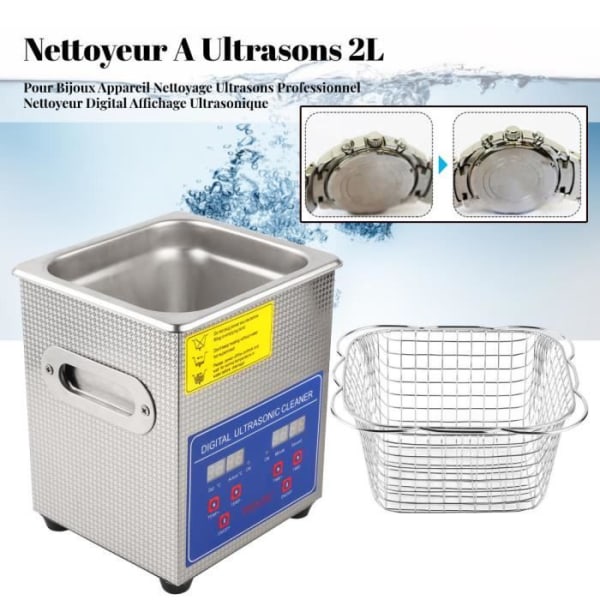 BEL 2L rostfritt stål Digital Ultrasonic Cleaner Ultra Sonic Bath Heater Timer-14