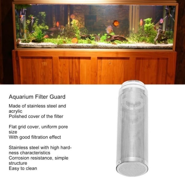 HURRISE Aquarium Filter Guard Rostfritt stål Fish Tank Inlet Sil Cover för