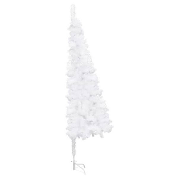 Konstgjord hörn julgran LED och bollar Vit 240 cm PVC BEL-7016694084458