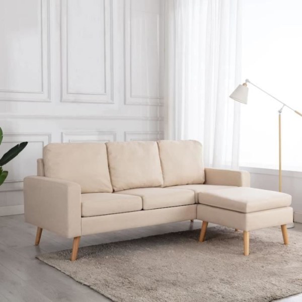 WEI 3-sits soffa - Krämtyg - Armstöd - Soft Comfort