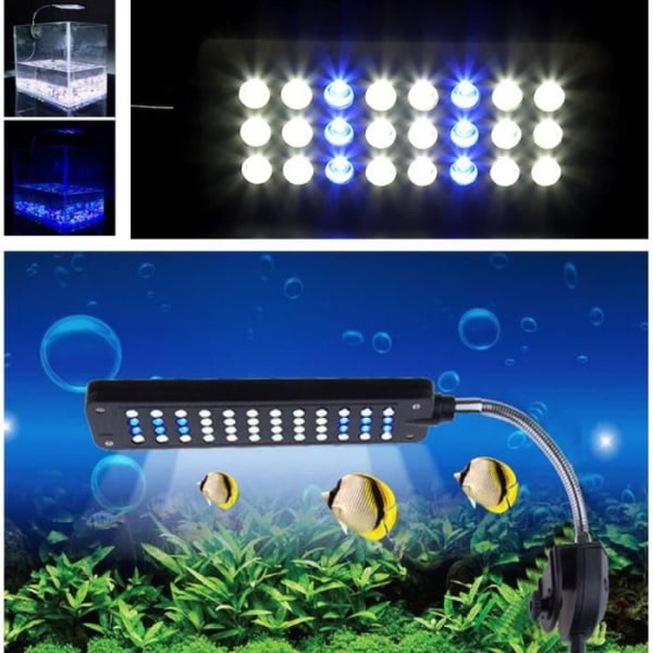 12V 24 LED justerbar klämma akvarieljus med 2 lägen/flexibel lamparm