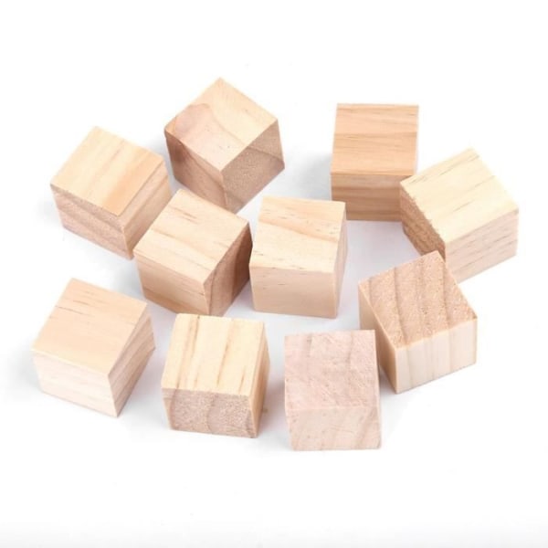 LIA 10st fyrkantiga naturliga träblock för gör-det-själv handgjorda hantverksleksaker Heminredning 25Mm