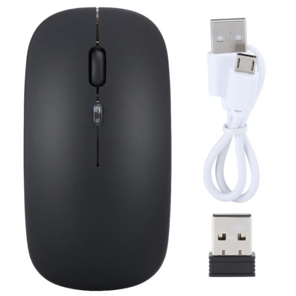 HURRISE trådlös spelmus 2.4G trådlös mus USB uppladdningsbar trådlös spelmus med färgglatt LED-ljus (svart)