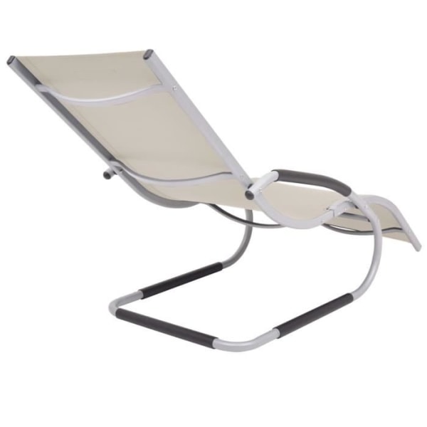 Wei Lounge Chair med Kudde Aluminium och Textilene Cream#0