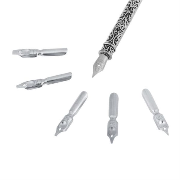 ❉English Calligraphy Feather Pen Writing Ink Set med 5 svarta spetsar-✦XIL✦