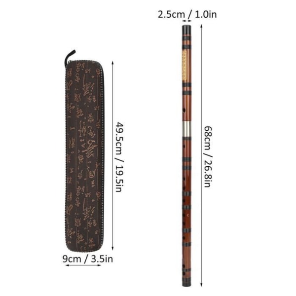 HURRISE Blåsinstrument Bambu Flöjt C-nyckel 8 år Torkat Bitter Material Guld Präglad Body Dizi Monteringssats