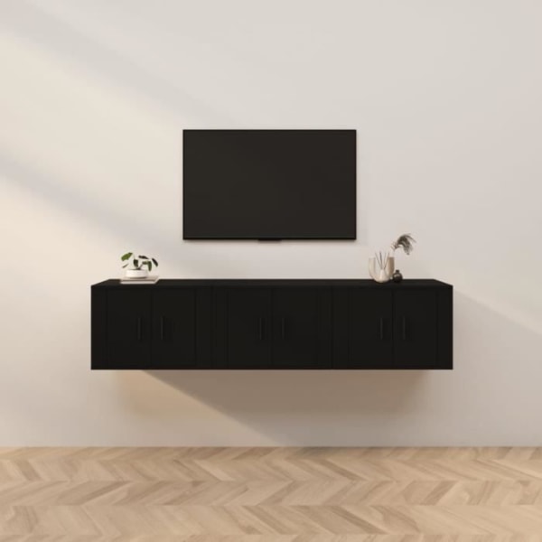 Vägghängda TV-skåp 3 st svart 57x34,5x40 cm