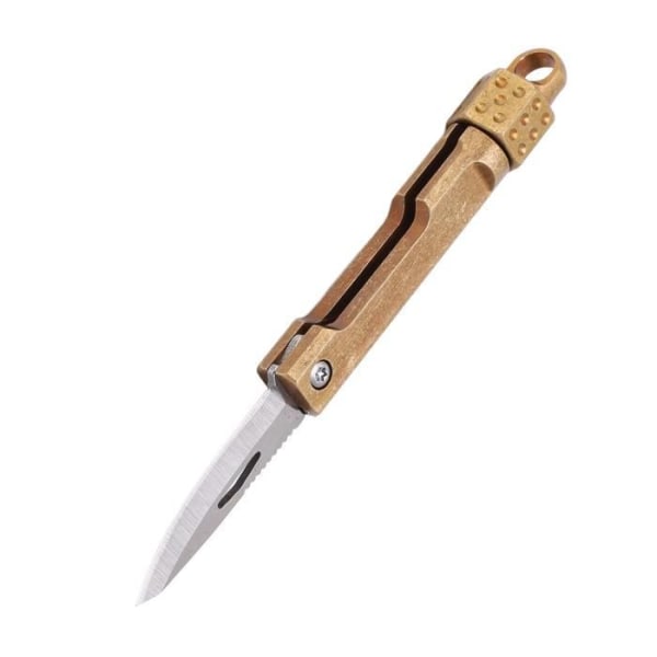 HURRISE Bärbar fällkniv Mini fällkniv Mässing Tärning Mini Nyckelring Kniv Bärbar fickkniv för uppackning