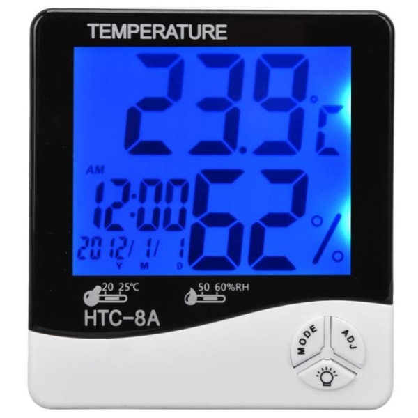 Luftfuktighet Temperatur Monitor LED Bakgrundsbelysning Display Auto Wake-up Funktion 24 timmar -BEL