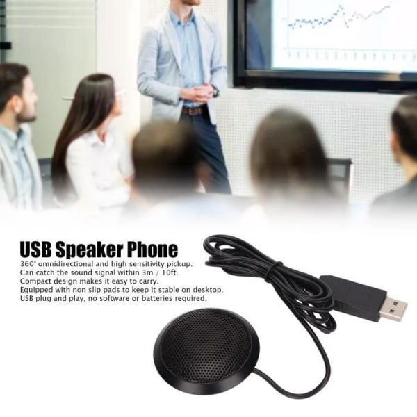 HURRISE USB-högtalartelefon E104 USB-konferensmikrofon 360° rundstrålande högtalartelefon för företag