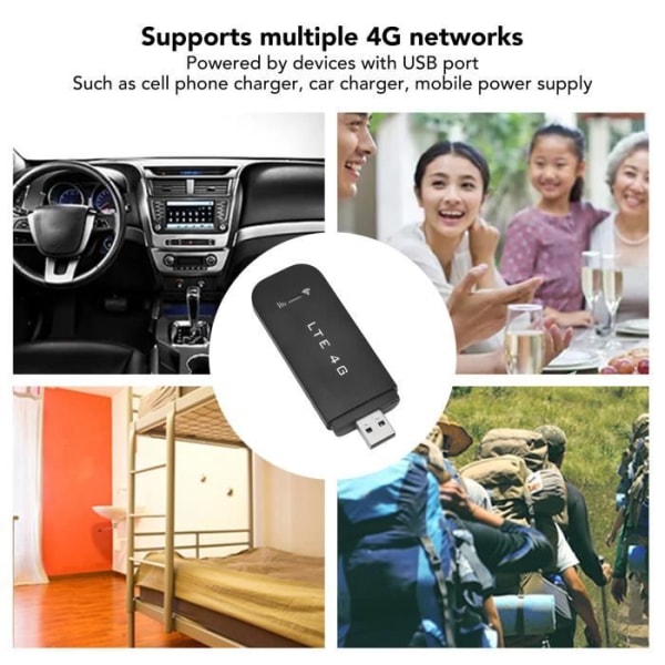 HURRISE 4G Mobile WiFi Hotspot Mini Bärbar 4G LTE WiFi-router, 150 Mbps, upp till 10 IT-enheter Pack Black