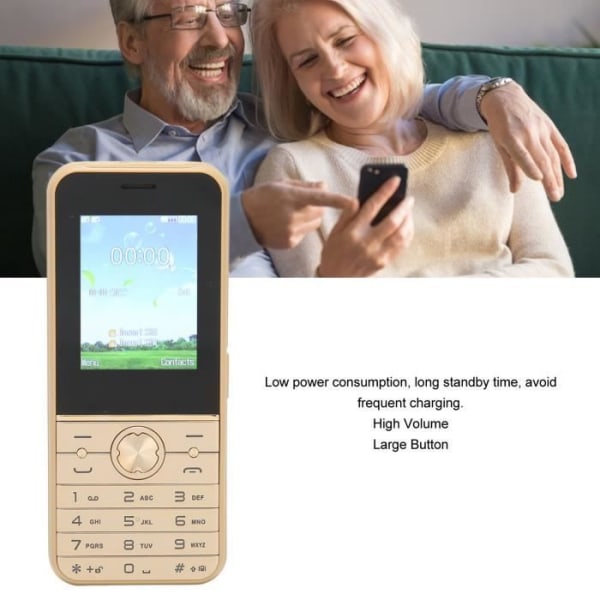 HURRISE Mobiltelefon för äldre S501 Olåst 2G-telefon för äldre Telefoni Gyllene EU-kontakt 220V