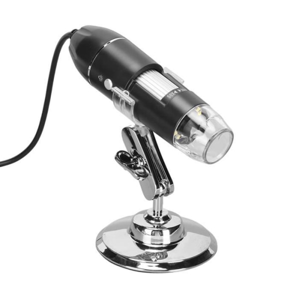 HURRISE digitalt fickmikroskop - 50X till 1600X förstoring - 8 lysdioder - USB Typ C/Micro USB - Vit