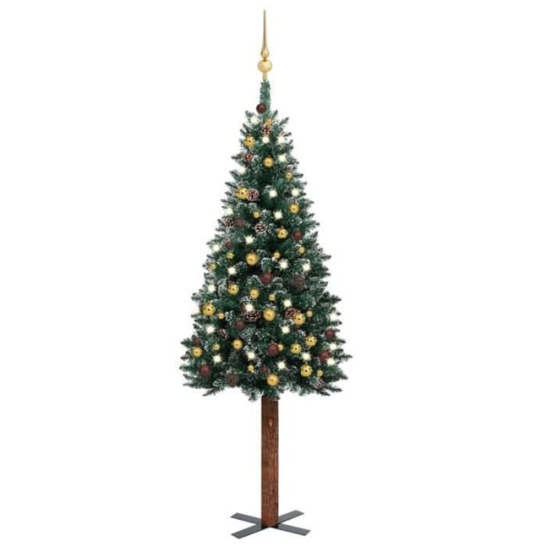 Smal julgran med LED och bollar Grön 150 cm BEL-7016694078570