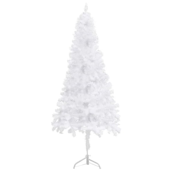 Konstgjord hörn julgran LED och bollar Vit 210 cm PVC BEL-7016694084540