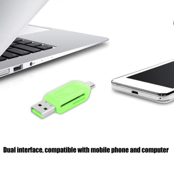 BEL-7374285780647-5st Kortläsare USB2.0 Mobiltelefondator för dubbla användningsområden för OTG-kortläsare Grön