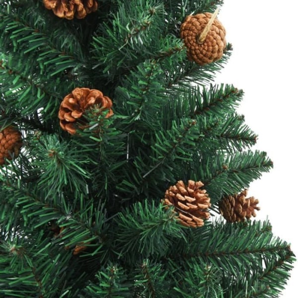 Smal julgran med LED och bollar Grön 210 cm PVC BEL-7016694080092