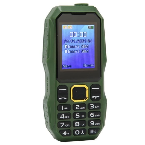 HURRISE Mobiltelefon med stor knapp Olåst Senior Mobiltelefon 2G GSM Dubbelt SIM-kort gps-telefon Grön EU-kontakt