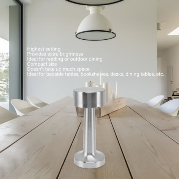 HURRISE Bärbar pekbordslampa Trådlös bordslampa 3-hastighetsdimmer Bärbar Uppladdningsbar 1800mAh batteristång
