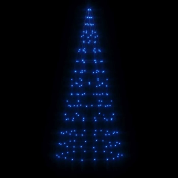 BEL-7416653553528-Ljus julgran på flaggstång 200 LED blå 180 cm