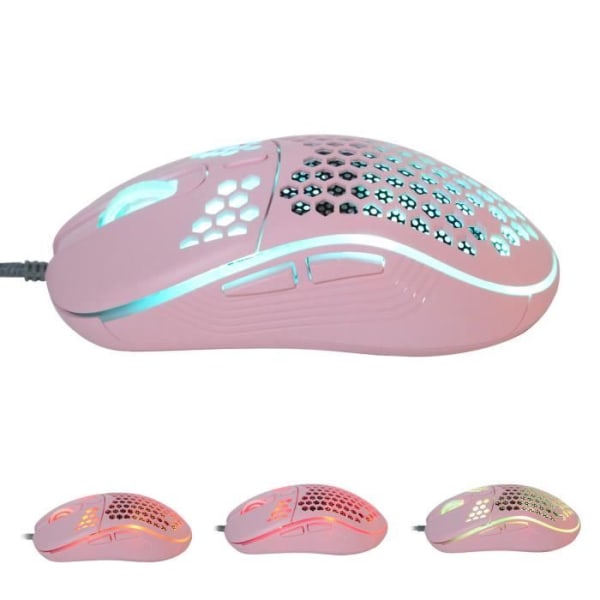 HURRISE 4-hastighets justerbar mus trådbunden mus - RGB-spelmus, ihålig belysningsmus med datorberäkning