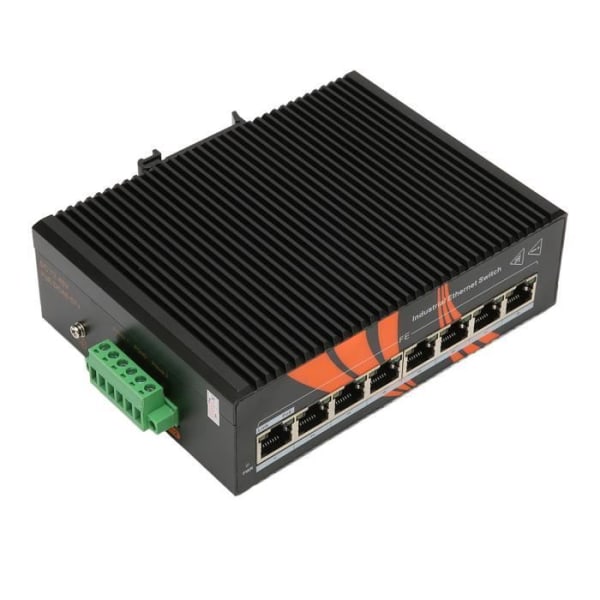 HURRISE Industriell Ethernet-switch 8-portars DIN-skenamontage Omanövrerad -40 till 75 grader Celsius 12 till 58V DC