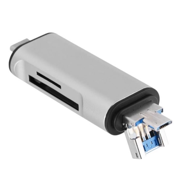 TBEST multifunktionskortläsare - Typ C + Micro USB + USB 2.0 - Vit - SD-kort och TF-kort