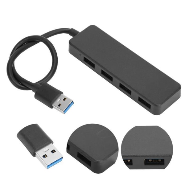 HURRISE USB 3.0 Hub 4 portar 5 Gbps höghastighetsskyddsfunktioner för hemmakontorsresor