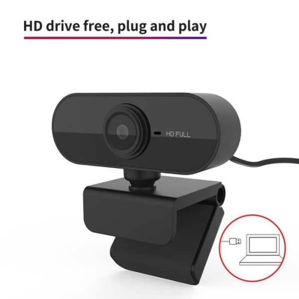 HURRISE Kamera 1080P datorkamera med mikrofon Desktop USB Free-Drive webbkamera för videosamtal (svart)