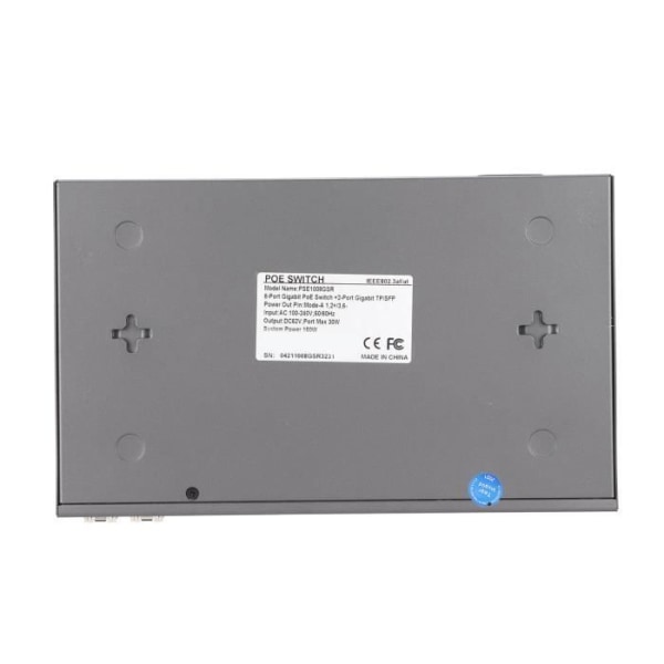 HURRISE Full Gigabit POE Switch Full Gigabit POE Switch RJ45 IEEE 802.3af/8 SFP Port 150W nätverksenhet