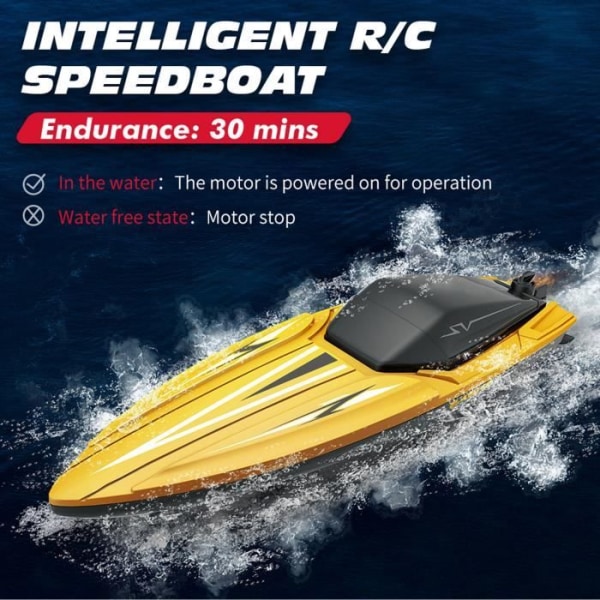 2,4Ghz High Speed HURRISE TY2 RC Racing Båt - 1200mAh batteri - 80m kontrollavstånd - Vit
