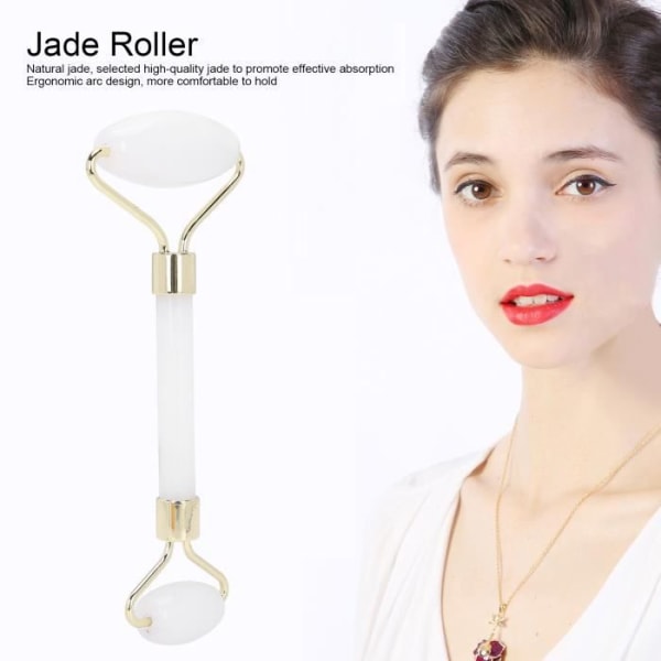 HURRISE Facial Jade Roller Ergonomisk och naturlig White Jade Roller Anti-Aging Hudvårdsverktyg (Vit Jade)