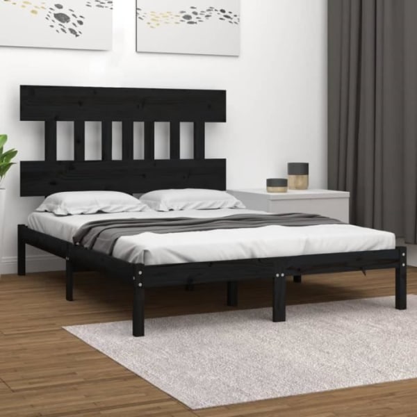 Sängstomme - FDIT - Svart Massivt trä 160x200 cm - Klassisk - Tidlös