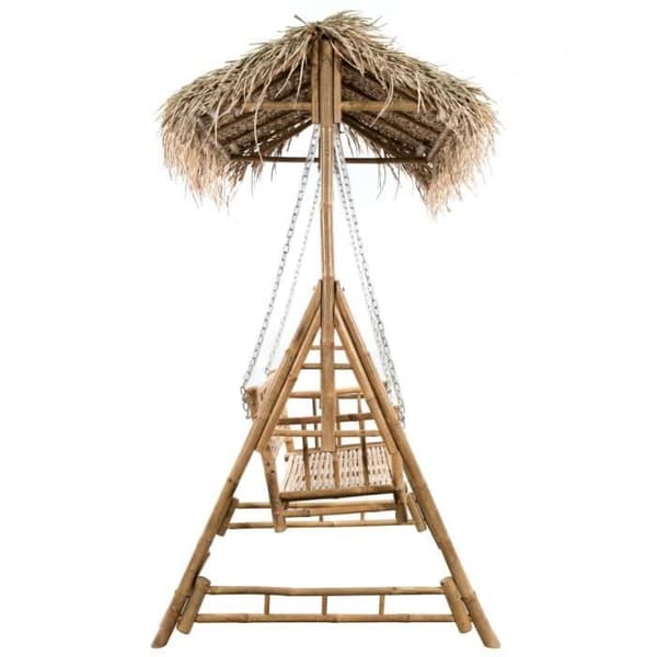 BEL 2-sits gunga med palmblad och 202 cm kudde Bamboo - 10