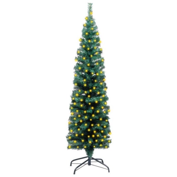 Smal konstgjord julgran och LED och stativ Grön 120cm PVC BEL-7323775740760