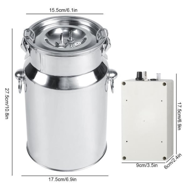 7L mini hushållsbärbar elektrisk mjölkningsmaskin i rostfritt stål för getfår 100-240V (EU-kontakt)