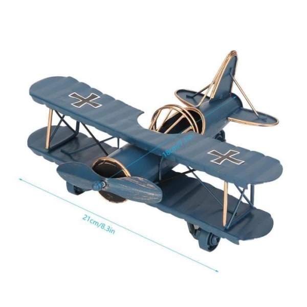 Xuyan Biplane Vintage smidesjärn flygplansmodell för fotorekvisita skrivbordsdekor (blå) - julklapp för män barn
