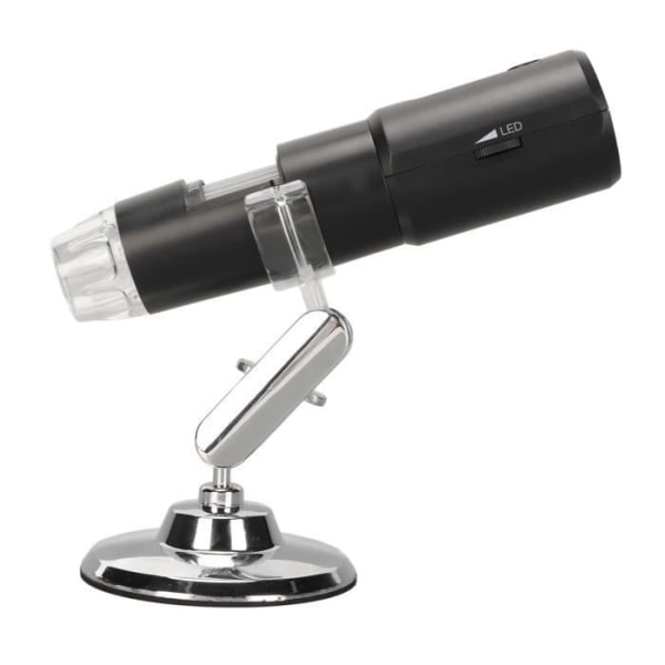 HURRISE Bärbara mikroskop Bärbara USB-mikroskop 50X‑1000X Mini WiFi USB Svart trådlöst digitalt mikroskop med 8