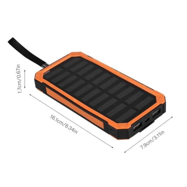 Orange box för 20000mAh snabbladdning Dual USB Fast Solar Power Bank Portable