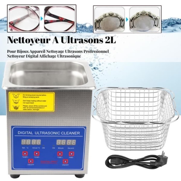 BEL 2L rostfritt stål Digital Ultrasonic Cleaner Ultra Sonic Bath Heater Timer-1