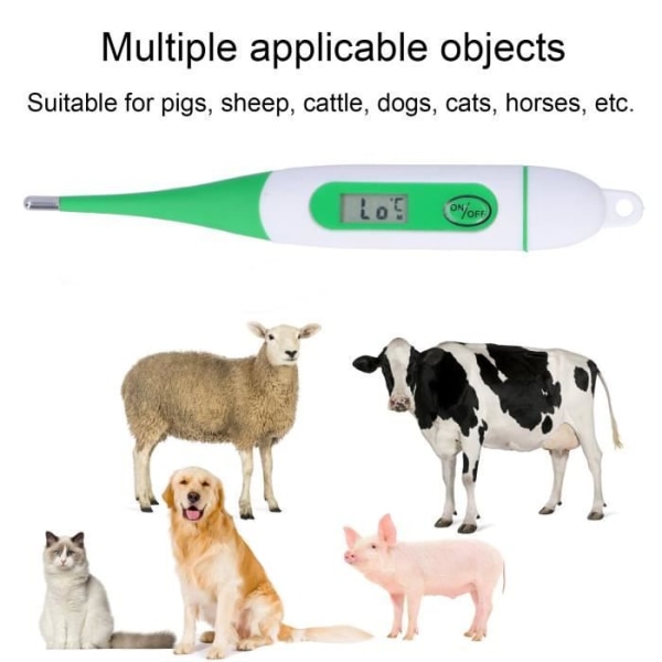 HURRISE Veterinärtermometer Veterinärelektronisk termometer Vattentät Digital djurtermometer för hästar