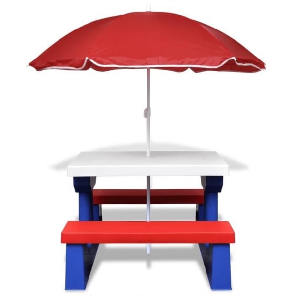 CEN Picknickbord och bänkar med paraply för barn