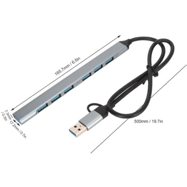 HURRISE USB-dockningsstation USB 3.0 Hub, 6 portar USB 2.0 Hub-förlängning, för WIN XP, för Vista, datordator